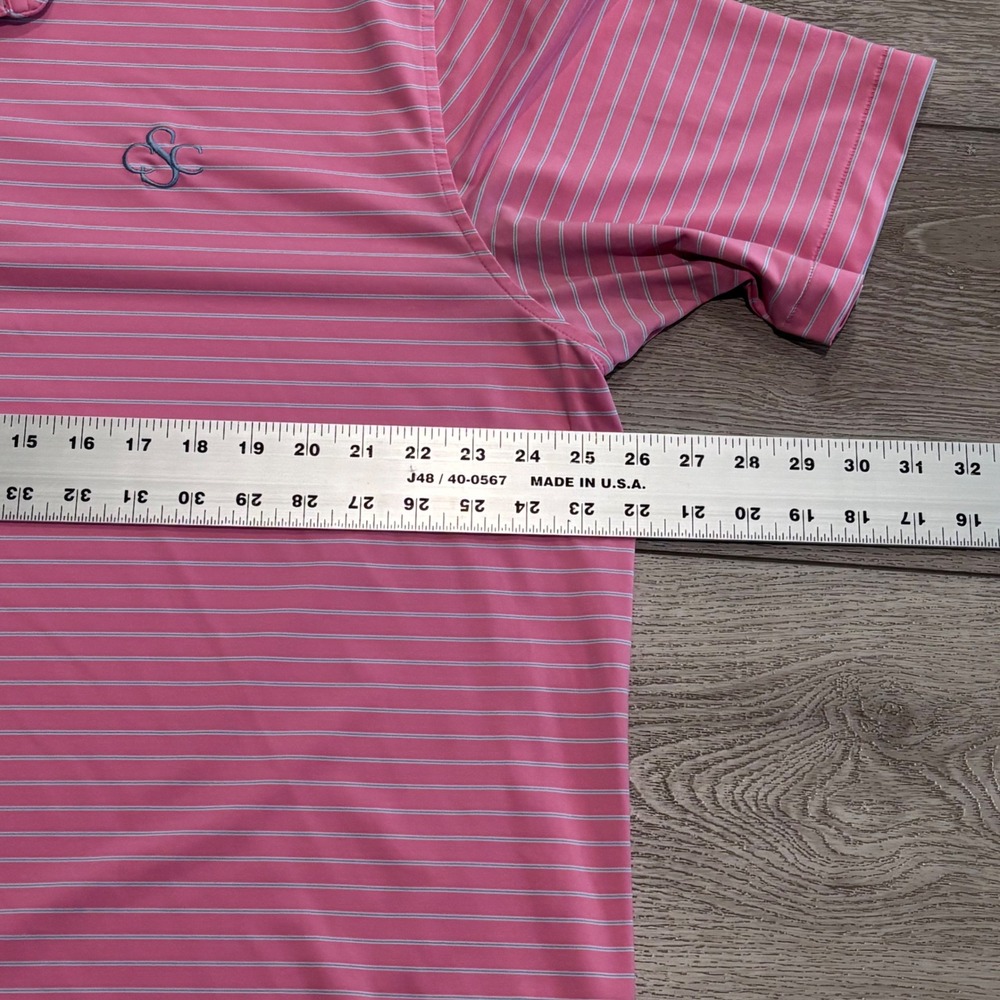Peter Millar Summer Comfort Golf Polo Shirt Mens XL Pink Striped Preppy Casual - Picture 5 of 7